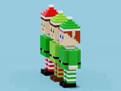 Voxel Elf Collection Low-poly 3D model