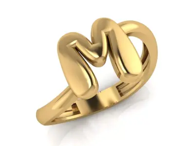 M alphabet bypass shell hallow ring 3D print model