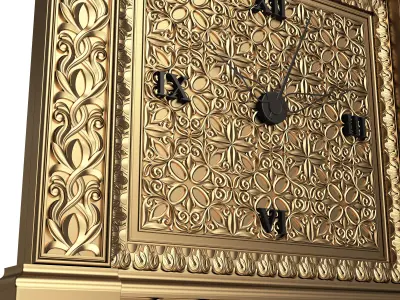 Classic Clock 02 Gold Low-poly 3D model