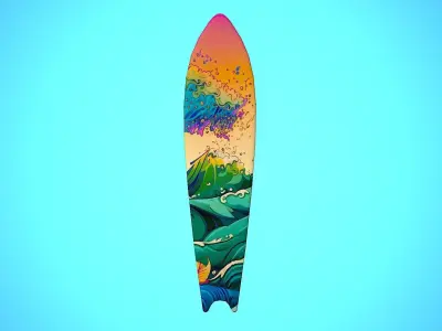 SURF BOARD 14 CARTOON STYLIZED Low-poly 3D model