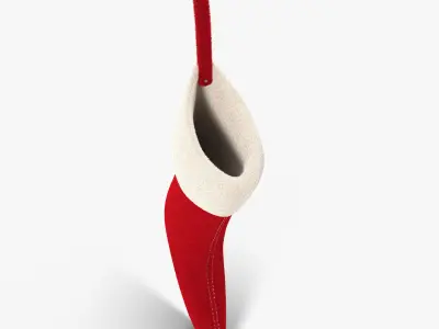 Christmas Stocking Red Low-poly 3D model