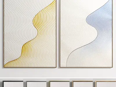 Plaster Two Photo Frame E-21 Low-poly 3D model