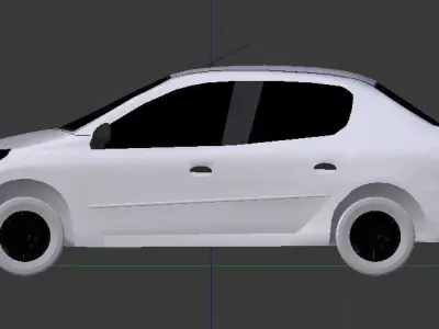 Feugeot 207 sedan Low-poly 3D model