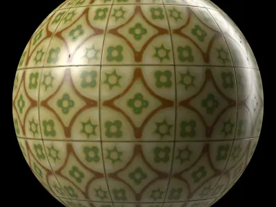 Stone Wall Materials 112- Ornament Ceramic Tile - Pbr Seamless Texture