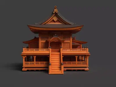 Chinese ancient wooden house   Low-poly 3D model buy