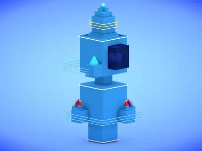 Low-poly Sci-fi Tower Low-poly 3D model