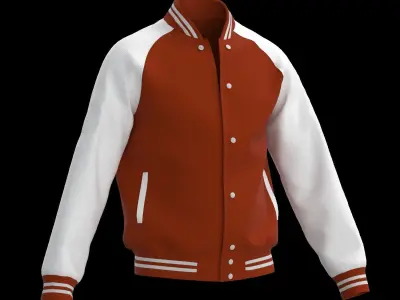 Male raglan varsity jacket 3D model