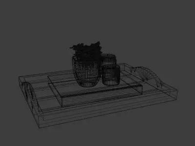 Table Decoration Candles in Tray 3D model
