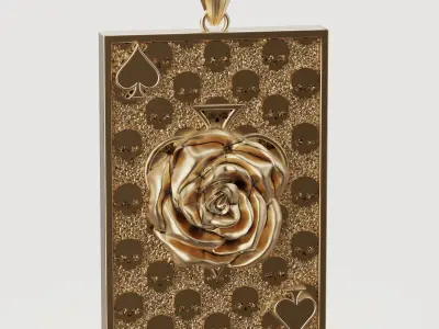 Pikes Spades playing card skull 3d model  pendant 3D print model