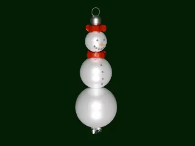 Vintage Snowman Bead Christmas Ornament Low-poly 3D model
