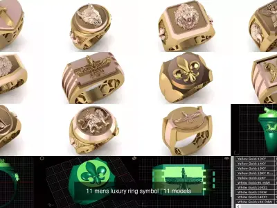 11 mens luxury ring symbol 3D Model Pack