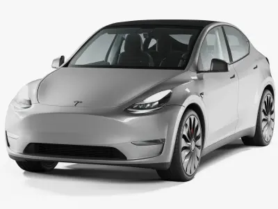 Tesla Model Y silver 3D model