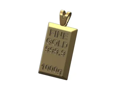 Gold bar with engravings pendant charm 3D print model