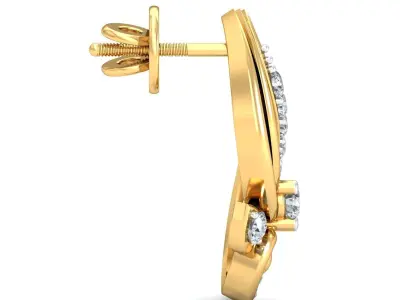 Solitaire Women Diamond Earring 3dm STL OBJ FBX Render Details 3D print model