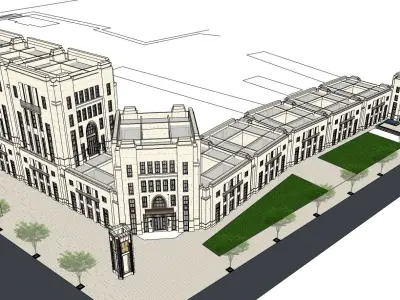 Ancient hotel with luxury living Dubai Style 3D model