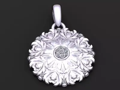 gold floral pendant 3D printable model  3D print model