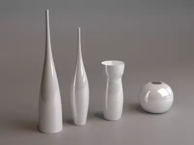A set of modern decorative vases  Low-poly 3D model