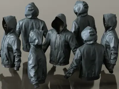 Mens Clothing Leather Jacket Hoodie Low-poly 3D model