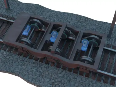 Lowpoly Railway freight Bogie Low-poly 3D model Low-poly 3D model