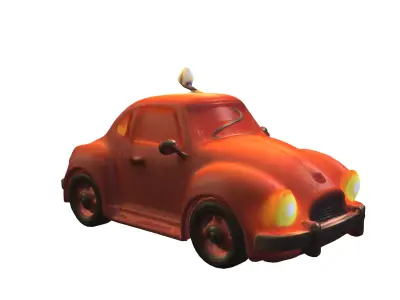 Cartoon Vintage Car with Candle Low-poly 3D model