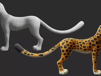 Stylized Cheetah Low-poly 3D model