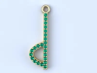 Diamond D Pendant Lower Case Gold Silver Platinum Jewelry 3D print model