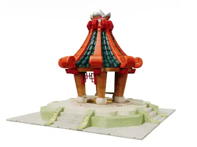 Stylized Asian Pavilion Gazebo - Game-Ready Plaza Landmark 3D model