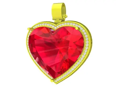 A7856 Art Diamond Heart Pendant 3D Model 3D print model