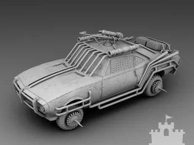 A car with a harpoon 3D print model