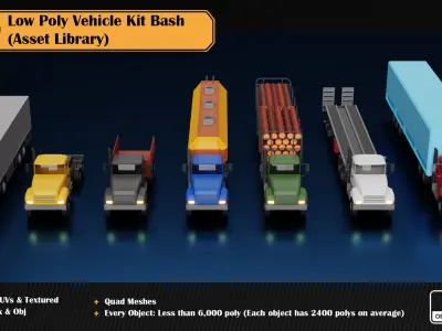 Low Poly Vehicle Asset Library Kitbash Low-poly 3D model