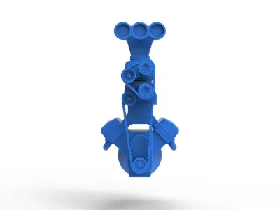 Engine V8 with double supercharger Scale 1 to 25 3D print model