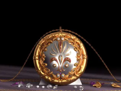 Designer Pendant with chain 3D model