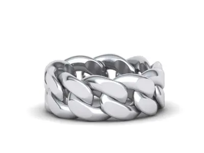 Cuban Link Chain Ring Stackble Ring 10mm wide 3D print model