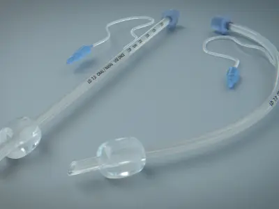 Traceal Tube - Medical Catheter Low-poly 3D model