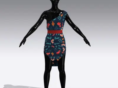 Woman Cloth Dress Low-poly 3D model 4
