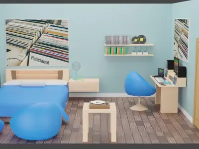 Wonshik Bedroom Low-poly 3D model