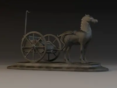 Statue Bronze Horse sculpture coach equipage mammal 3D model
