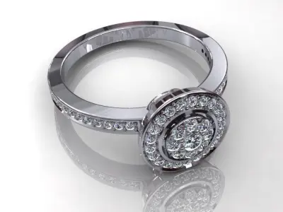 Halo One Stone Big Size Diamond Ring 3D print model