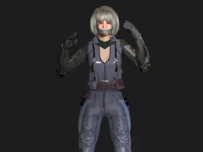 3D Cyborg Futuristic Girl 03 -Realistic Human Character Rigged Low-poly 3D model