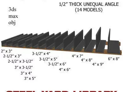 1 2in Thick Unequal Angle 3D model