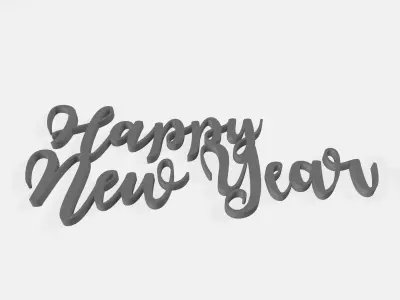 Happy New Year text 3D print model