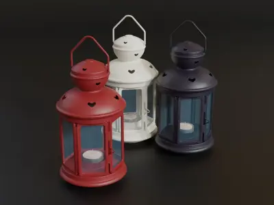 Lantern with a Candle 3D model