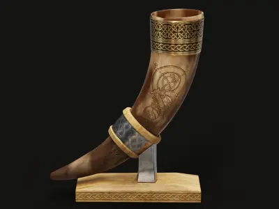 Drinking Horn Cup - Brown 3D model