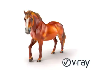 Muscular Horse with Flowing Mane model pack Low-poly 3D model