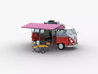 Camper Van Type 2 luggage  Low-poly 3D model