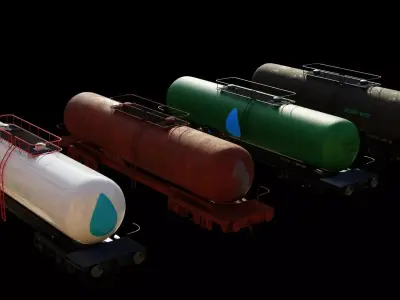 4 wagons complete textures and materials  Low-poly 3D model