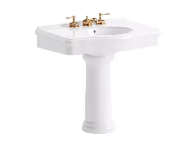 White Porcelain Bathroom Pedestal Sink 3D model