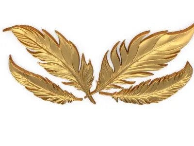 feather decor set wall mural 02 3D model
