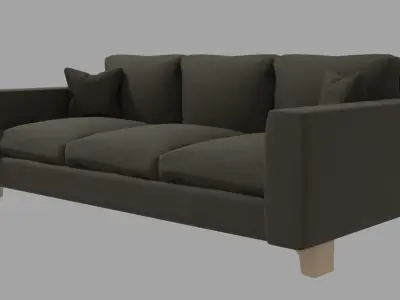 Fabric Sofa Wood Sofa Couch Furniture Armchair 3D Model Low-poly 3D model