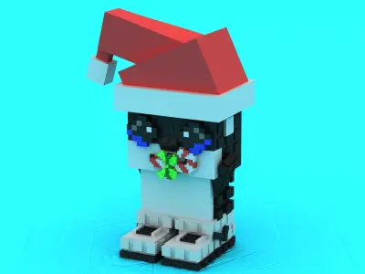 Santa Pixel Penguin 3D Printable Model 3D print model